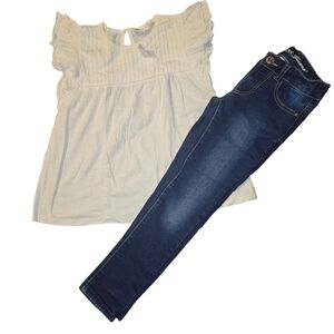 GAP Girls White Top and Dark Blue Jeans Matching Set